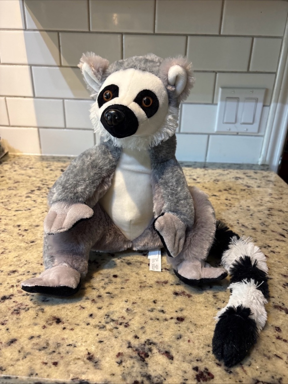 The Petting Zoo Plush Realistic Ring Tailed Lemur 11” Gray Stuffed Animal Toy